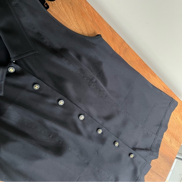 ❌SOLD❌ CHANEL Vintage 1996 CC Logo Black Silk Blouse Gold FR40 M Excellent Auth - Picture 5 of 15